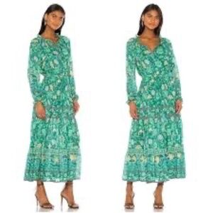 RARE Spell & The Gypsy X Revolve Seashell Kelly Green Boho Maxi Gown S
